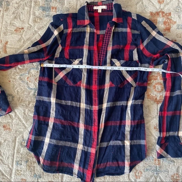 Skies Are Blue Lawler Plaid Navy and Red Long Sleeve Shirt - Picture 10 of 12